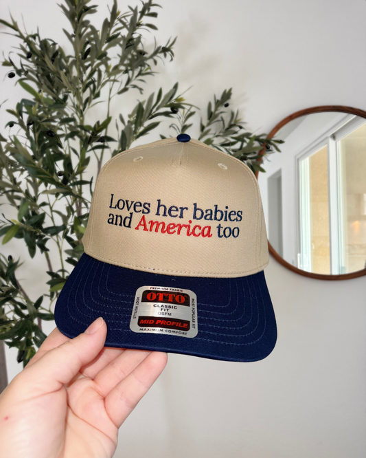 Loves her babies and America too- Navy Hat
