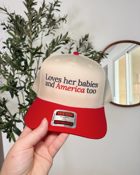 Loves her babies and America too- Red Hat